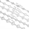 Aço Inoxidável Galvanizado a Vácuo PVD Estilo Trevo de Quatro Folhas Cor Conservada Corrente para Pulseira Tornozeleira Acessório de Joia Corrente em Estoque