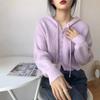Cardigan Botão com Capuz Estilo Suave Estilo Coreano Primavera e Outono Novo 2024 Elegante Manga Longa Peça de Tricô Solta para Mulheres