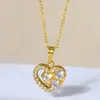 Colar com Pingente de Coração de Pêssego em Zircônia Amorosa, Estilo Transfronteiriço Ins, Moda Exquisita, Joia Mini, Atacado
