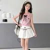 Conjunto de Polo de Punto sin Mangas y Falda Plisada para Niñas de Verano, Ropa Nueva para Niños, Conjunto de Dos Piezas con Cuello y Falda Corta para Niñas