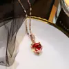Tiktok mais vendido atraindo riqueza pingente de cabaça vermelha Pixiu colar de aço titânio moda feminina temperamento joias de luxo leve