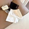 Altamente recomendado! Sem Linho, Sem Verão! Shorts de Linho Branco de Cintura Alta para Mulheres, Calças de Alfaiataria Simples e Modernas