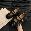 Nuevos Zapatos de Ballet Mary Jane Estilo Coreano 2026 Primavera/Otoño, Lunares, Punta Redonda, Tira Cruzada, Hebilla Única, Suela Suave, Aumentan la Altura