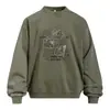 Sudadera con cuello redondo para hombre con estampado de letras desgastadas, corte holgado, sudadera casual tipo pullover de estilo callejero americano desgastado