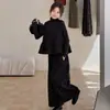 Conjunto de tres piezas de lana con estampado de estrellas, popular y moderno atuendo de otoño para niñas, ropa urbana elegante y a la moda para niñas pequeñas en otoño