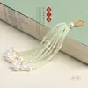 Pingentes de Borla DIY com Contas de Vidro Estilo Antigo para Acessórios Hanfu, Grampos de Cabelo de Rattan Artesanais, Enfeites