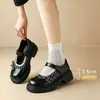 Zapatos de plataforma con cordones y suela gruesa para mujeres menudas, cómodos y retro, combinados con zapatos de vestir para mujer, zapatos de cuero Mary Jane JK, faldas que aumentan la altura
