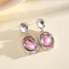 Pendientes Colgantes Ovalados de Circonita Transfronterizos Europeos y Americanos, Moda Retro, Temperamento Exquisito, Lujo Ligero, Pendientes de Alta Gama