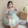 Vestidos para Niñas Primavera y Verano 2026 Estilo Nuevo Ropa de Estilo Étnico para Niños Falda de Malla Vestido de Verano Disfraz de Danza Hanfu