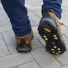 Crampones de Hielo de 10 Dientes para Exteriores, Cubrezapatos, Crampones de Hielo de 10 Picos, Garras de Nieve, Cubrezapatos para Superficies de Nieve y Hielo, Cadenas para Zapatos, Suministros para Países Nevados