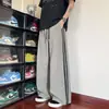 Calça Casual Listrada Esportiva de Secagem Rápida Masculina Feminina Bonita 2026 Verão Tamanho Plus Calça de Cintura Alta Wide Leg Calça Reta Solta Calça de Moletom Fina