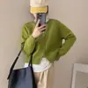 Suéter Corto de Color Sólido Estilo Coreano Nuevo Abrigo de Otoño e Invierno para Mujer Cárdigan con Cremallera Holgado Adelgazante Suéter de Punto de Manga Larga