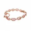 Pulsera de Cadena Oro Rosa con Broche de Nariz de Cerdo Incrustado de Circonita, Exquisita y Elegante, Pulsera Versátil, Joyería Nicho de Lujo Ligero
