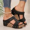 2025 Nuevas Sandalias de Verano para Mujer de Comercio Exterior con Cuña de Suela Gruesa Talla Grande Transfronterizas Sandalias de Cuña Boca de Pez Zapatos de Mujer Venta al por Mayor