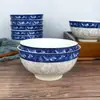 Tigela de Cerâmica Doméstica Criativa Estilo Chinês Tigela de Arroz Tigela de Sopa Tigela de Macarrão Cerâmica Esmaltada Louça de Mesa