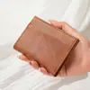 Patrón de Caballo Loco Textura de Cuero Genuino Básico Cartera de Fábrica Portatarjetas Portatarjetas Al Por Mayor en Stock Cartera con Múltiples Ranuras para Tarjetas Cartera Portatarjetas