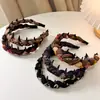 Diadema Antideslizante con Dientes, de Tela con Bloques de Color Retro Otoño e Invierno para Mujer 2026 Nueva Diadema Superior Craneal Pinza para el Cabello Accesorio para el Cabello