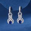 Zhuang Shengsheng Jóias Cobre Fundo Banhado A Ouro Simulação Retro Vermelho Coríndon Azul Cristal Brincos Pendentes Brincos Pedra Principal 5*7