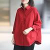 Camisas de Algodão e Linho de Cor Sólida Tops Moda Outono 2026 Camisa de Linho Solta de Comprimento Médio para Mulheres