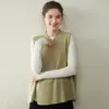 Nuevo Chaleco de Cachemira con Botón de Rana Estilo Nacional Chino para Mujer 2025 Otoño/Invierno Nuevo Chaleco Cardigan sin Mangas de Cuello Redondo Chaleco de Punto