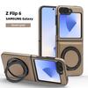 Funda para Teléfono Plegable Samsung Z Flip8 Yashi con Soporte Magnético, Cubierta Protectora de Cuero Antigolpes para Z Fold8/7