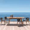 Combinación de sillas de ratán para exterior, teca, para patio, villa, jardín, balcón, comedor sencillo, sala de estar interior, combinación informal de mesa y silla