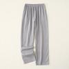 Pantalones de pijama de algodón fino de doble capa de gasa, color liso simple, unisex, para primavera y verano, pantalones largos para casa con bolsillos