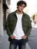 Camisa de trabajo de pana para hombre personalizada para otoño e invierno con doble bolsillo, chaqueta tipo camisa de corte holgado, ropa de hombre de la fábrica original al por mayor