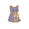 Broche de metal de gato de desenho animado, distintivo fofo em forma de animal de liga, acessório de joia criativo para comércio exterior transfronteiriço