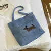 Bolsa tote casual de jeans para mulheres, nova coleção de outono 2026, adequada para escola, trabalho e uso diário, bolsa saco de grande capacidade