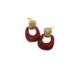 Pendientes Colgantes Geométricos de Esmalte de Gama Alta, Chapados en Cobre con Oro Real, Pendientes Rojos Retro, Moda Otoño e Invierno, Pendientes Estilo Hong Kong para Mujer