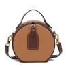 Bolso Redondo Mini de Cuero Genuino Transfronterizo Bolso Cruzado para Mujer Piel de Vaca de Primera Capa Bolso de Hombro Redondo Simple Versátil para Mujer