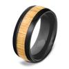 Anillo Minimalista de Acero Inoxidable Doble Cara de 8 mm con Grano de Madera Personalizado Transfronterizo Europeo y Americano Anillo de Acero Inoxidable de Moda Joyería al por Mayor