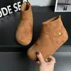 Botas de Nieve Birkenstock de Gamuza Vintage para Mujer 2026 Otoño/Invierno Nuevas Botas Chelsea con Tacón Oculto, Botas Versátiles de Algodón con Forro de Felpa