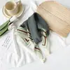 Exportado para o Japão e Coreia, Lenço Pequeno para Estudantes, Estilo Fofo, Lenço de Seda Feminino, Lenço Floral de Algodão e Linho Estampado, Pingente de Franja de Alta Qualidade
