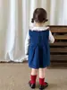 Ropa para niñas: vestido de otoño, vestido tipo chaleco de mezclilla para niñas, atuendo de principios de otoño, vestido de bebé Clase A