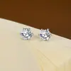 Pendientes de Botón Clásicos Minimalistas de Seis Garras con Corona de Moissanita Genuina Color D de 4 mm, 5 mm, 6.5 mm para Mujer, Plata S925