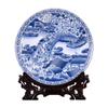 Jingdezhen azul e branco porcelana pendurada placa novo estilo chinês casa sala de estar decoração placa Qingming rio pintura artesanato placa decoração