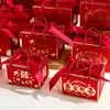 Caja de Dulces para Boda, Caja Dura de Recuerdo, Bolsa de Dulces para Boda, Caja de Dulces para Boda, Caja Cuadrada Roja Portátil al por Mayor para Dulces, Regalo de Agradecimiento