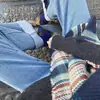 [En stock] 13 pantalones vaqueros holgados de cintura alta, rectos y forrados de vellón para mujer, de invierno, nuevos, estilo coreano