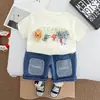 Traje de Verano para Niños Bebé Dibujos Animados Animales Manga Corta Pantalones Cortos Traje Bebé Coreano Verano Traje de Dos Piezas