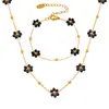 Collar y pulsera de margaritas con baño de oro de 18 quilates, acero de titanio transfronterizo europeo y americano, diseño de nicho, moda que combina con todo, piedra natural.