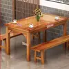Juego de mesa y sillas para restaurante, mesa y sillas de madera maciza para comida rápida, mesa y sillas para puesto de snacks y barbacoa, mesa carbonizada para puesto de comida y restaurante de desayunos