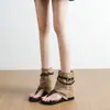 Botines Chanclas de Nuevo Estilo de Verano, Sandalias Romanas Planas de Tira para Mujer, Sandalias Secador de Pelo Estilo Western para Chicas Calientes