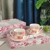 Suministro Directo Transfronterizo Serie Ruyi Tigre Familia D Taza y Platillo de Café Juego de Té de la Tarde Estilo Europeo Taza de Té Negro 2 Tazas 2 Platos Caja de Regalo