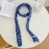 Cachecol listrado fino texturizado estilo coreano para outono e inverno, cachecol de tricô fino longo macio e aconchegante, aquecedor de pescoço versátil e quente