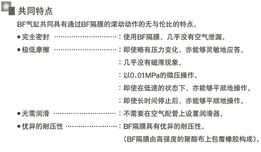 藤仓气缸共同特点