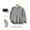 Suéter Masculino Gola Redonda Ponto Sete Bolinhas de Gergelim Outono e Inverno Retro Textura de Fio Mesclado Malha Grossa Masculino Solto