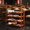 Estante de Verduras de Múltiples Niveles para Cocina de Restaurante de Hot Pot, Estante de Exhibición de Verduras Comercial para Restaurantes, Estante de Almacenamiento de Madera Maciza