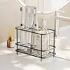 Portacepillos de Dientes Transfronterizo, Estante para Pasta de Dientes, Soporte para Vaso de Enjuague Bucal de Hierro Forjado sin Taladro, Estante de Almacenamiento con Drenaje para Cuchillas y Herramientas Dentales